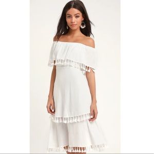 Lulus white tassel dress